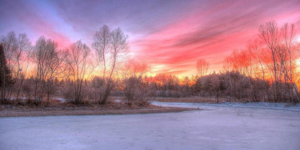 Winter sunset landscape